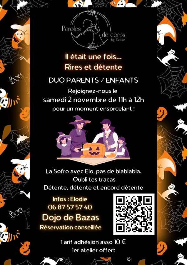 Ateliers sophrologie bazas langon - paroles de corps - Affiche Halloween Citrouille